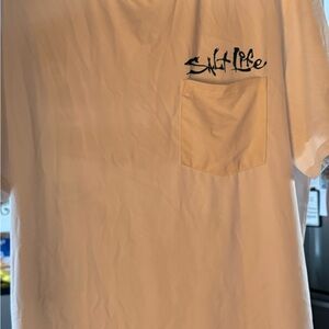 Salt Life Cream Short Sleeve Pocket Tee with Black Logo
